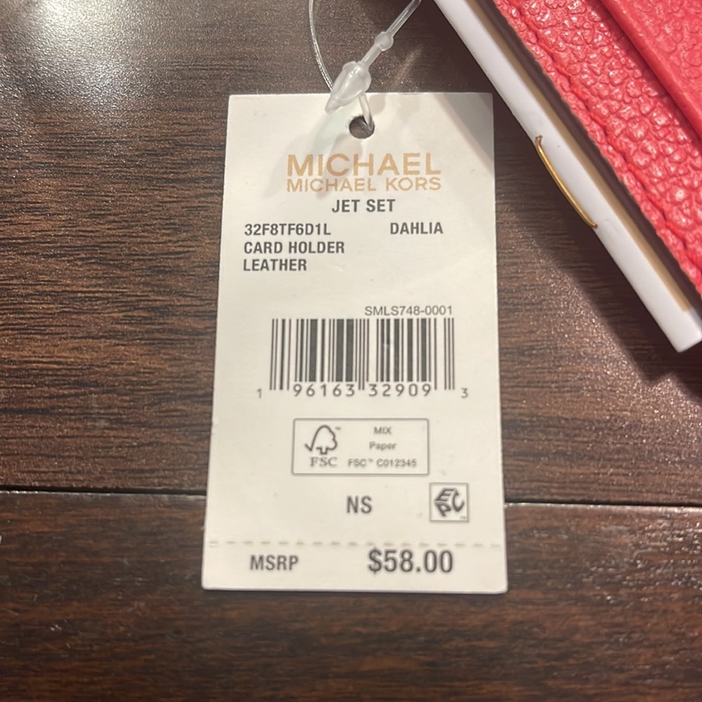 NWT Michael Michael Kors Jet Set card holder pink Dahlia - Picture 4 of 4